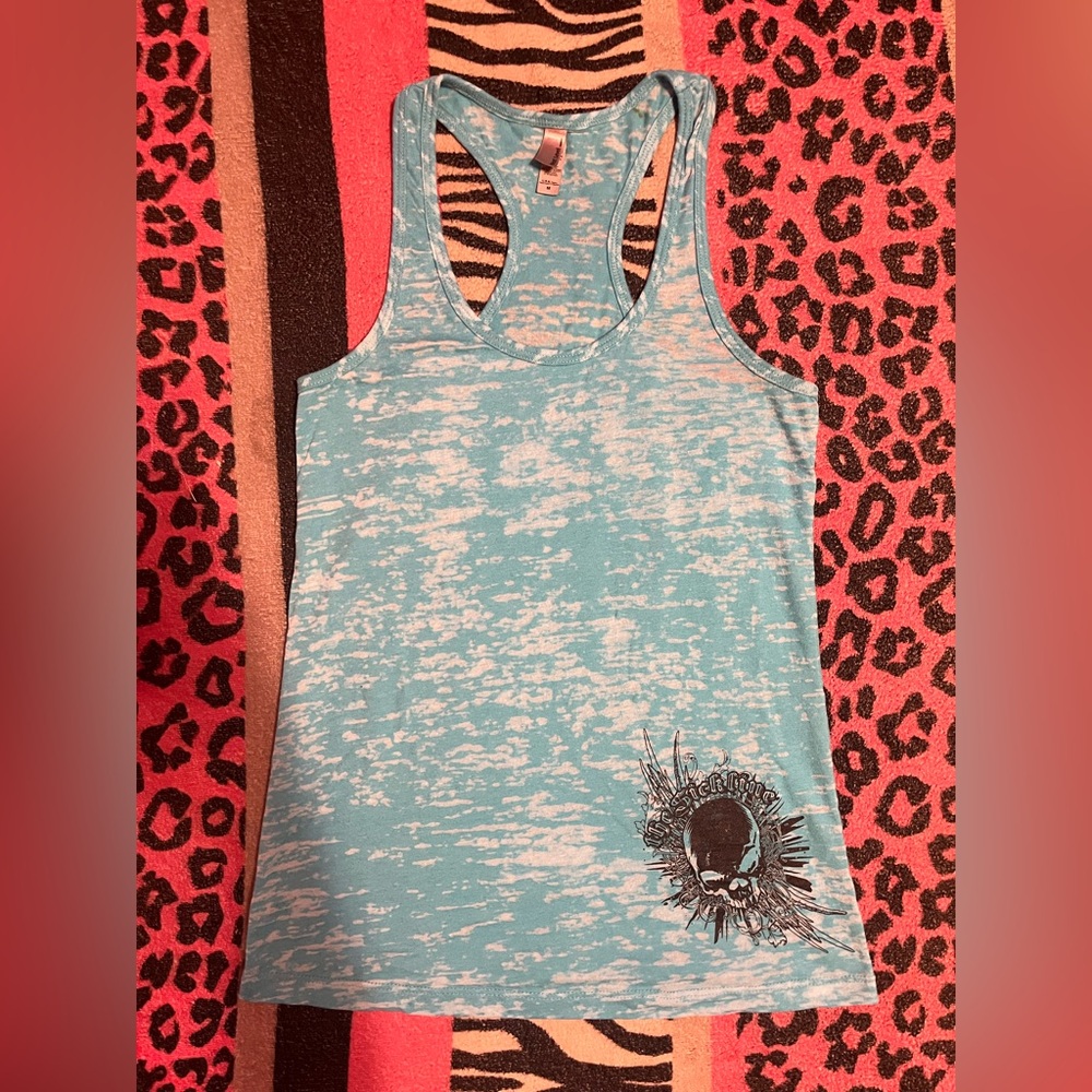 Y2K Mcbling Emo Scene blue skull racerback tank top